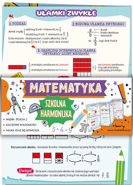 Ściąga Harmonijka Matematyka - ułamki zwykłe i dziesiętne Henry